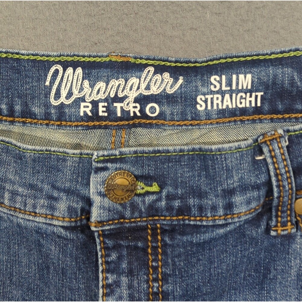 Wrangler Jeans Men's 38x36 Fits 38x34 Blue Retro Slim Straight Western Denim